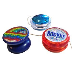 Vintage 90s Yoyo Lot Set of 3 Klutz Rocket Rainbow Blue 90s Kids Retro